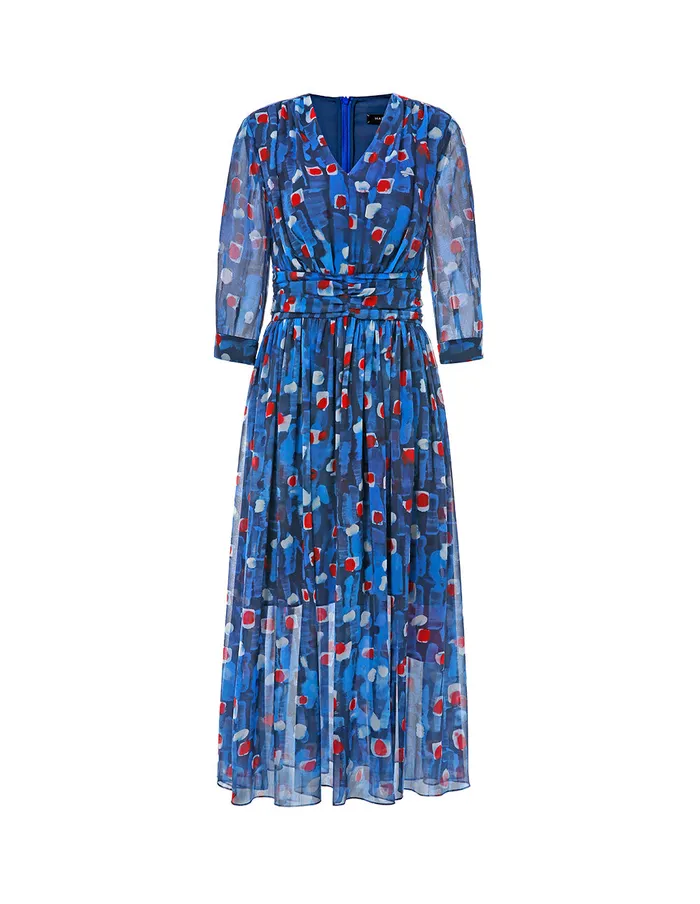 MARYLING Printed Dress VNeck MidSleevel Georgette Print Dress Medium Blue 8211 Women MARYLING Printed Dress VNeck MidSleevel Georgette Print Dress Medium Blue 8211 Women