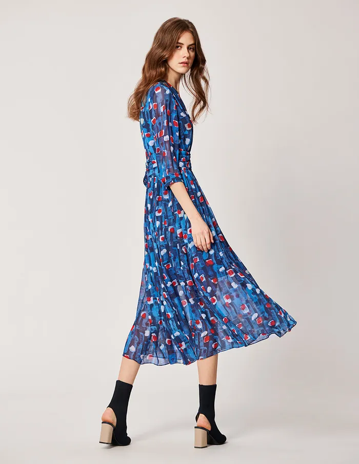 MARYLING Printed Dress VNeck MidSleevel Georgette Print Dress Medium Blue 8211 Women MARYLING Printed Dress VNeck MidSleevel Georgette Print Dress Medium Blue 8211 Women