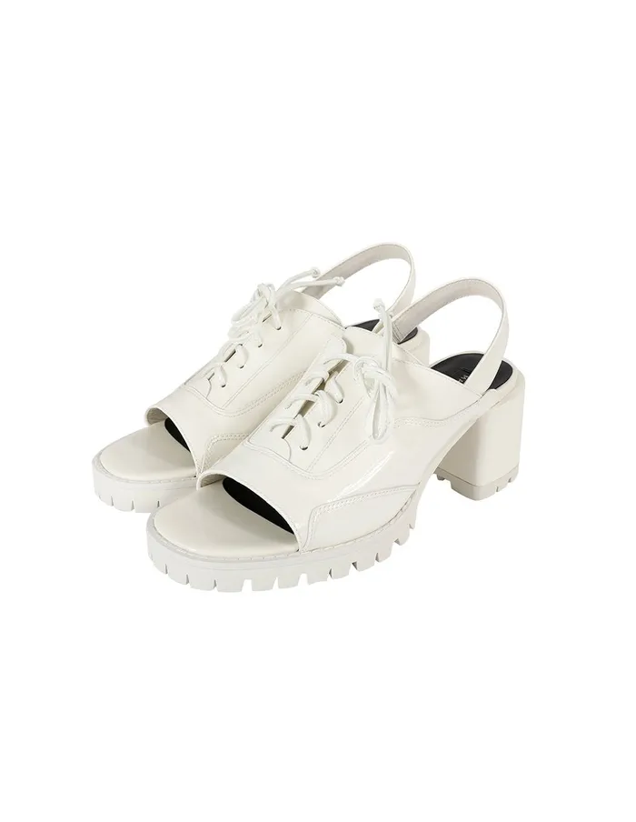 MARYLING Shoes Patent Leather Open Toe Lace Up Block Heel Slingback Shoes White 8211 Women MARYLING Shoes Patent Leather Open Toe Lace Up Block Heel Slingback Shoes White 8211 Women