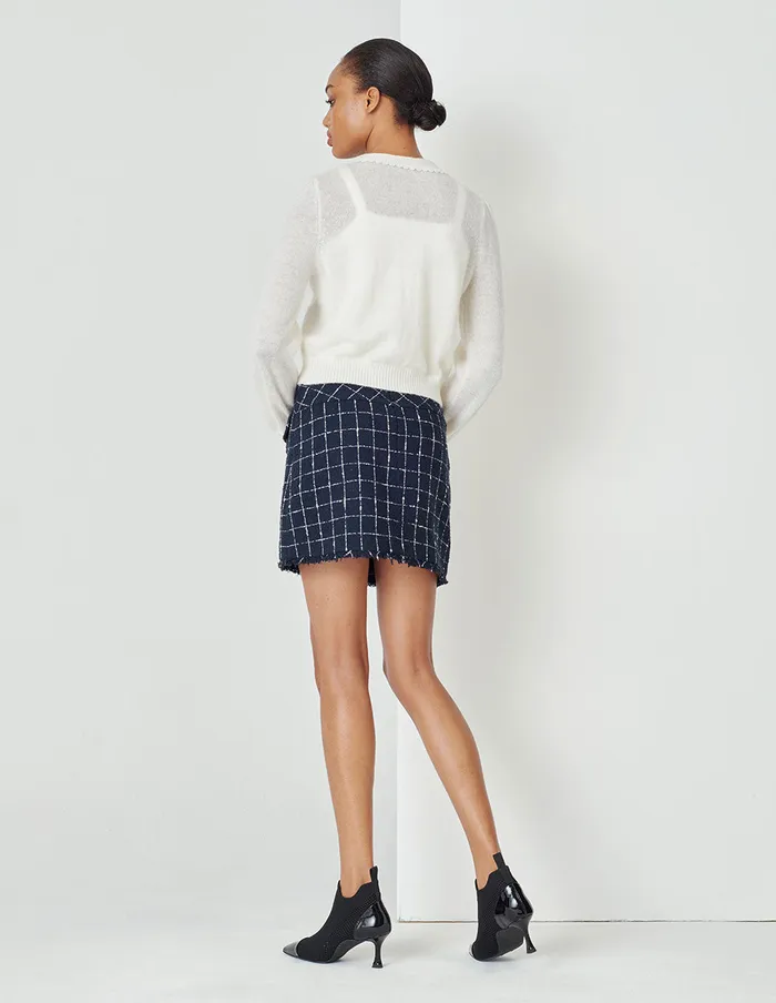MARYLING Skirts AShape Plaid Mini Skirt In Tweed With Two Side Pockets Tassel Mix 8211 Women MARYLING Skirts AShape Plaid Mini Skirt In Tweed With Two Side Pockets Tassel Mix 8211 Women
