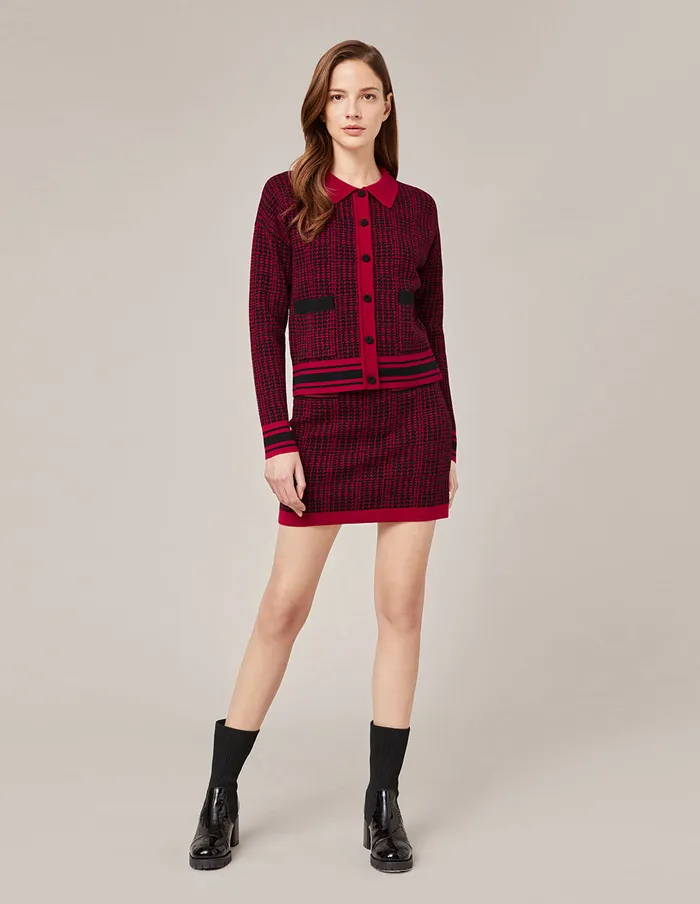 MARYLING Skirts BLACK and RED HOUNDSTOOTH KNITTED SKIRT Red 8211 Women
