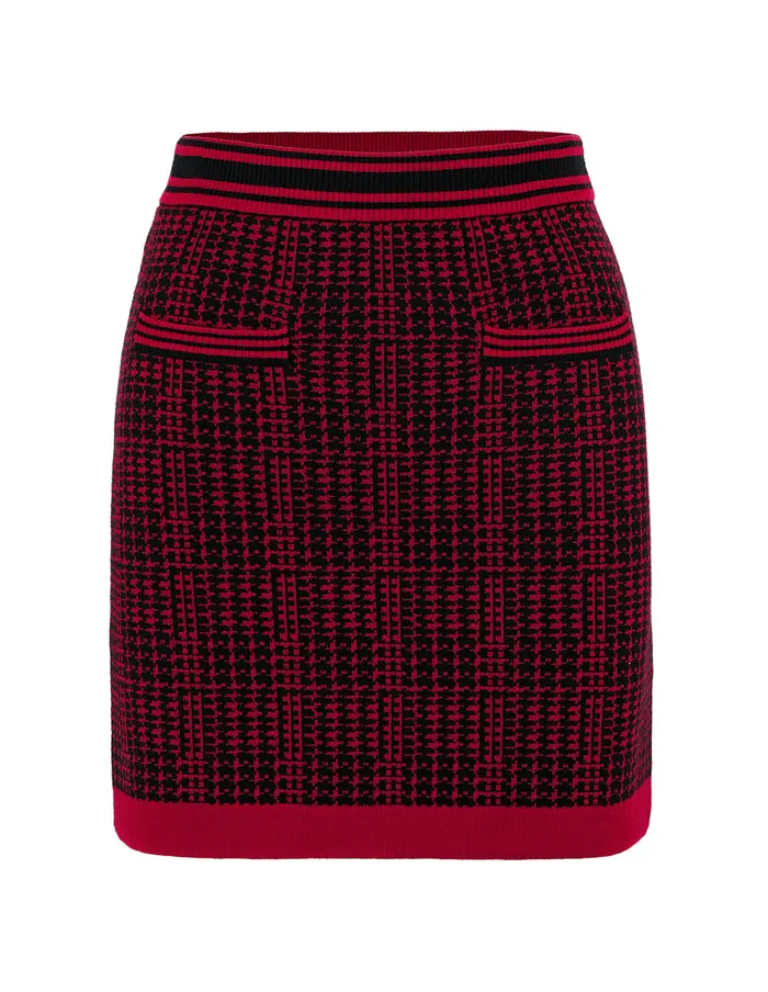 MARYLING Skirts BLACK and RED HOUNDSTOOTH KNITTED SKIRT Red 8211 Women