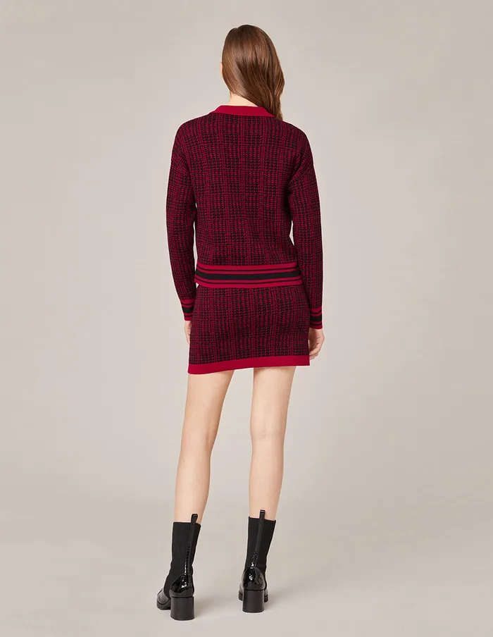MARYLING Skirts BLACK and RED HOUNDSTOOTH KNITTED SKIRT Red 8211 Women