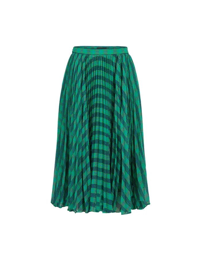 MARYLING Skirts Blue And Green Square Print Houndstooth Pleated Skirt Mix 8211 Women MARYLING Skirts Blue And Green Square Print Houndstooth Pleated Skirt Mix 8211 Women