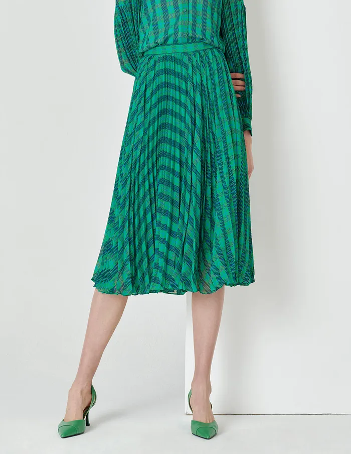 MARYLING Skirts Blue And Green Square Print Houndstooth Pleated Skirt Mix 8211 Women MARYLING Skirts Blue And Green Square Print Houndstooth Pleated Skirt Mix 8211 Women