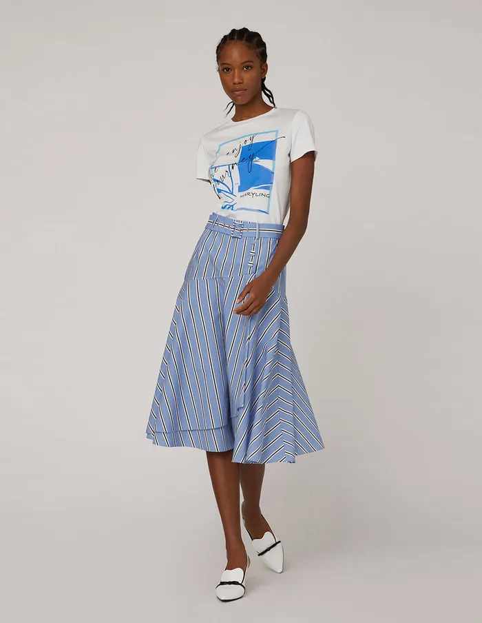 MARYLING Skirts Blue White Striped Asymmetrical Skirt Mix 8211 Women