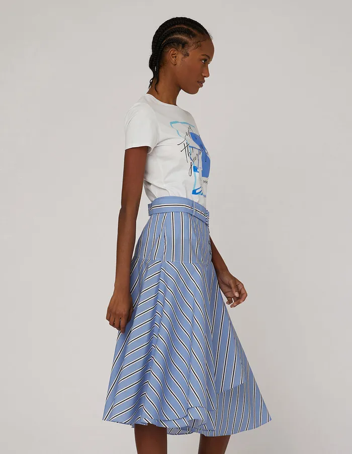 MARYLING Skirts Blue White Striped Asymmetrical Skirt Mix 8211 Women MARYLING Skirts Blue White Striped Asymmetrical Skirt Mix 8211 Women