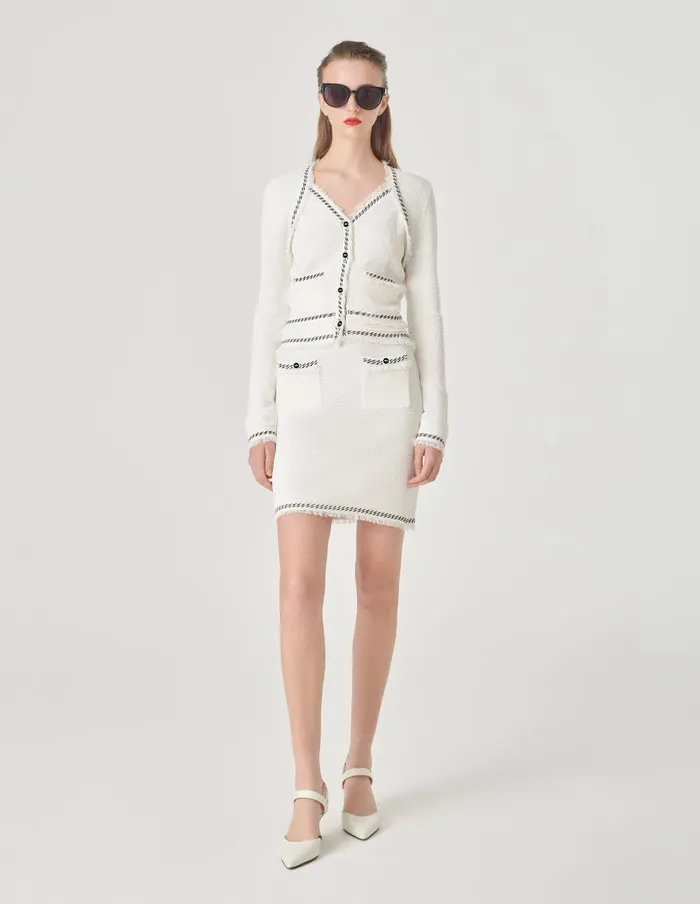 MARYLING Skirts Contrast Lace Tassel Detail Knitted Skirt White 8211 Women