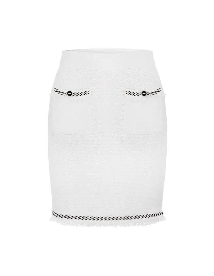 MARYLING Skirts Contrast Lace Tassel Detail Knitted Skirt White 8211 Women MARYLING Skirts Contrast Lace Tassel Detail Knitted Skirt White 8211 Women