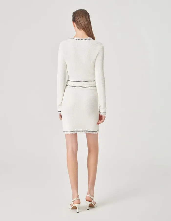 MARYLING Skirts Contrast Lace Tassel Detail Knitted Skirt White 8211 Women MARYLING Skirts Contrast Lace Tassel Detail Knitted Skirt White 8211 Women