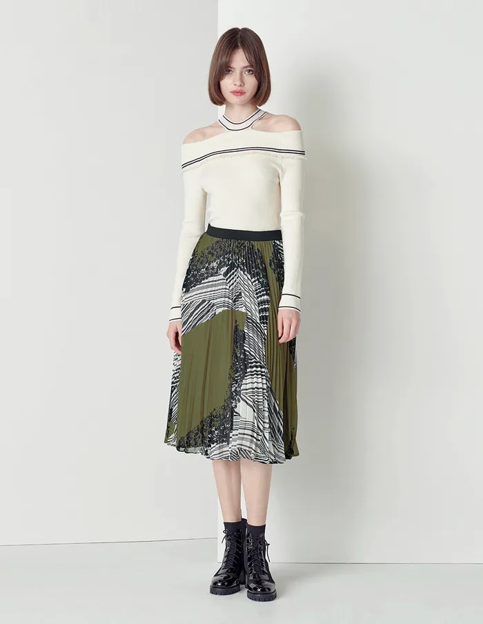 MARYLING Skirts Flower Pattern Pleated Skirt Mix 8211 Women