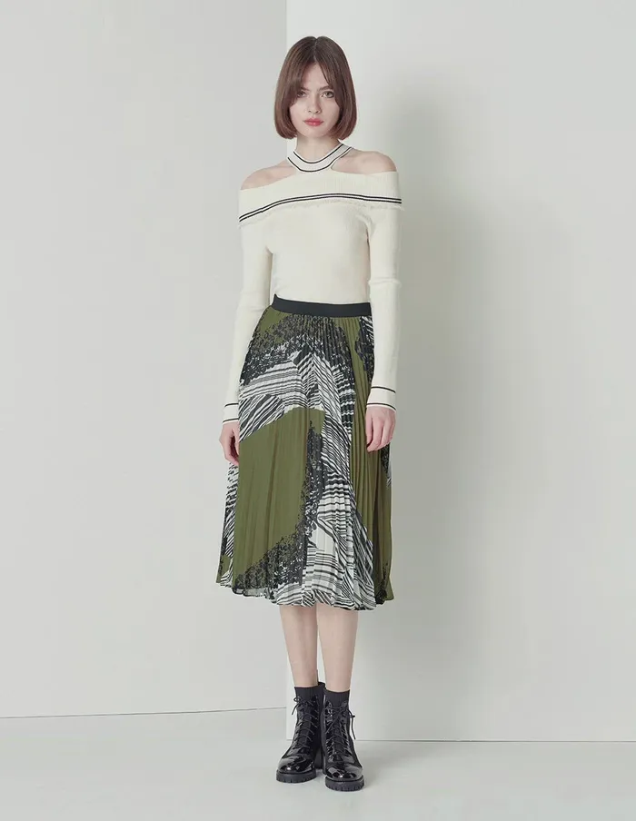 MARYLING Skirts Flower Pattern Pleated Skirt Mix 8211 Women MARYLING Skirts Flower Pattern Pleated Skirt Mix 8211 Women