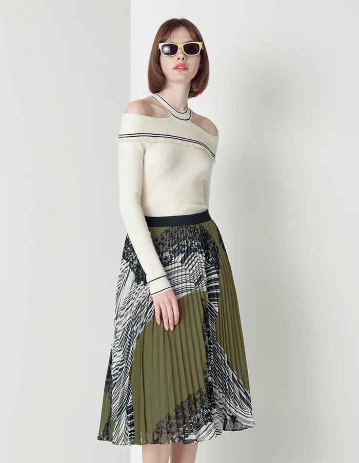 MARYLING Skirts Flower Pattern Pleated Skirt Mix 8211 Women MARYLING Skirts Flower Pattern Pleated Skirt Mix 8211 Women