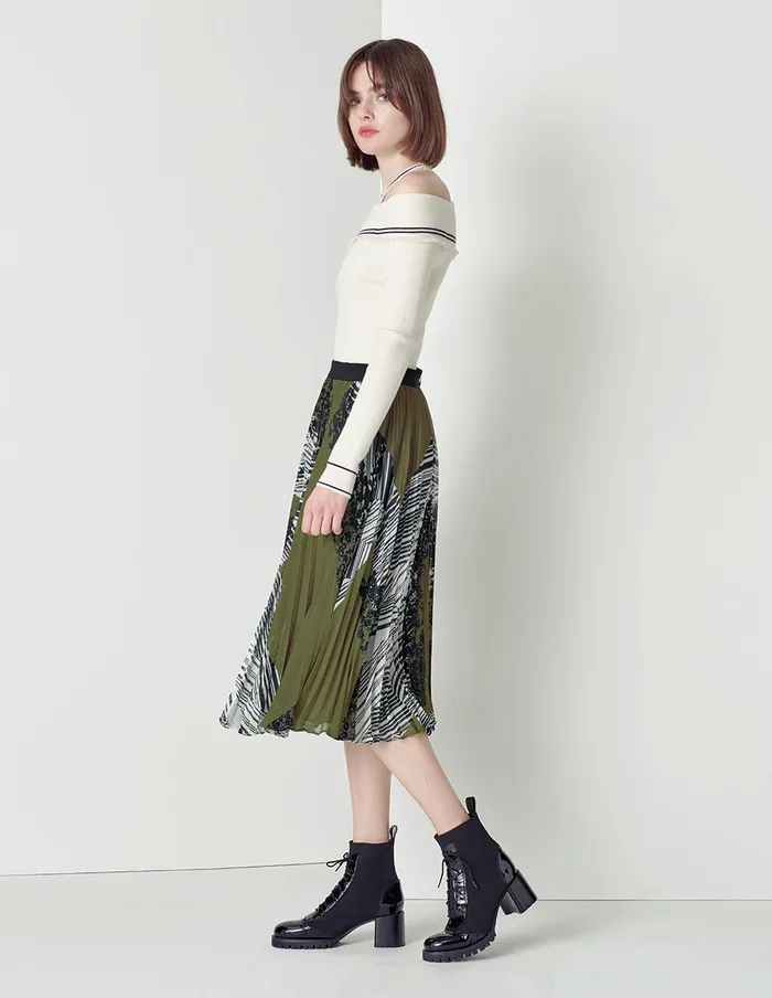 MARYLING Skirts Flower Pattern Pleated Skirt Mix 8211 Women MARYLING Skirts Flower Pattern Pleated Skirt Mix 8211 Women