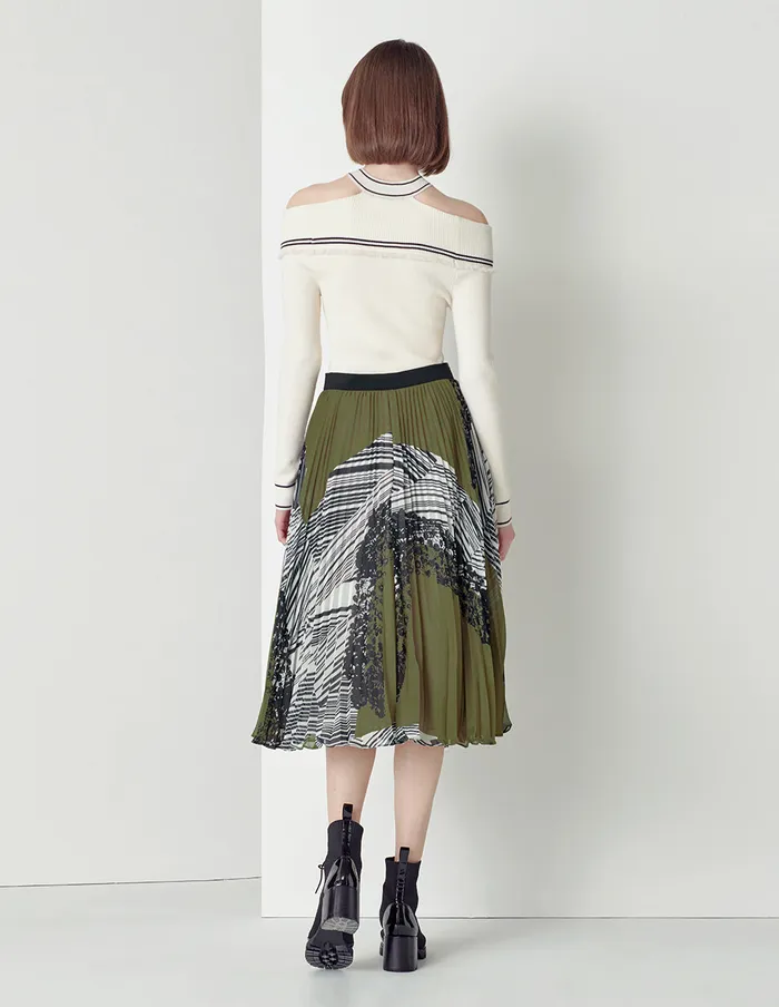 MARYLING Skirts Flower Pattern Pleated Skirt Mix 8211 Women MARYLING Skirts Flower Pattern Pleated Skirt Mix 8211 Women