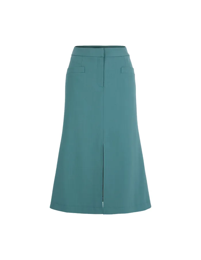 MARYLING Skirts Mist Blue MidFront Slit KneeLength ALine Skirt Misty Blue 8211 Women MARYLING Skirts Mist Blue MidFront Slit KneeLength ALine Skirt Misty Blue 8211 Women
