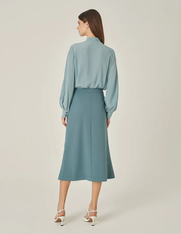 MARYLING Skirts Mist Blue MidFront Slit KneeLength ALine Skirt Misty Blue 8211 Women MARYLING Skirts Mist Blue MidFront Slit KneeLength ALine Skirt Misty Blue 8211 Women