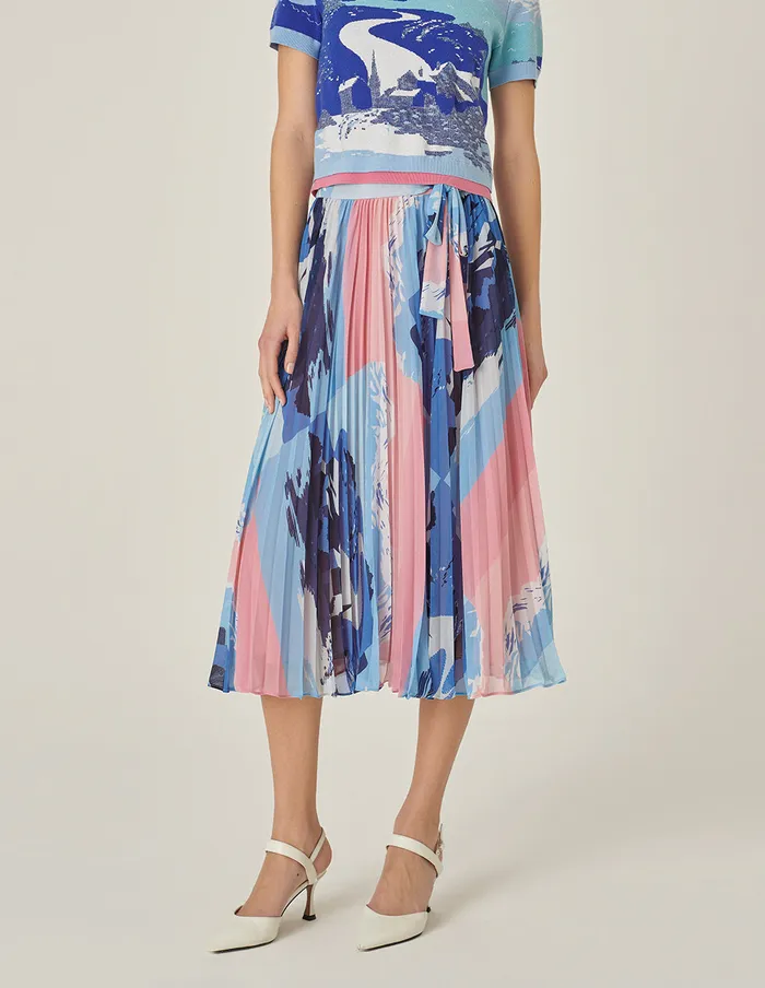 MARYLING Skirts Printed Pleated KneeLength Skirt Snowscape 8211 Women
