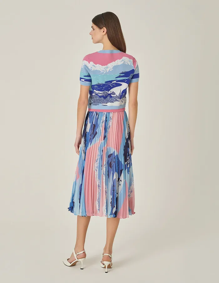 MARYLING Skirts Printed Pleated KneeLength Skirt Snowscape 8211 Women