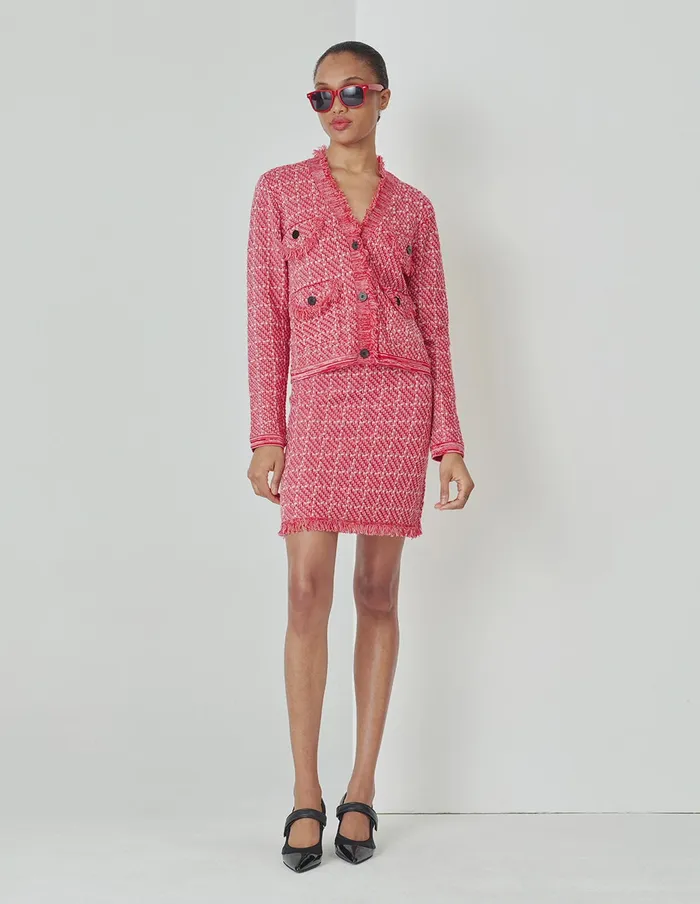 MARYLING Skirts Sweet Pink Plaid Knitted Skirt Mix 8211 Women MARYLING Skirts Sweet Pink Plaid Knitted Skirt Mix 8211 Women