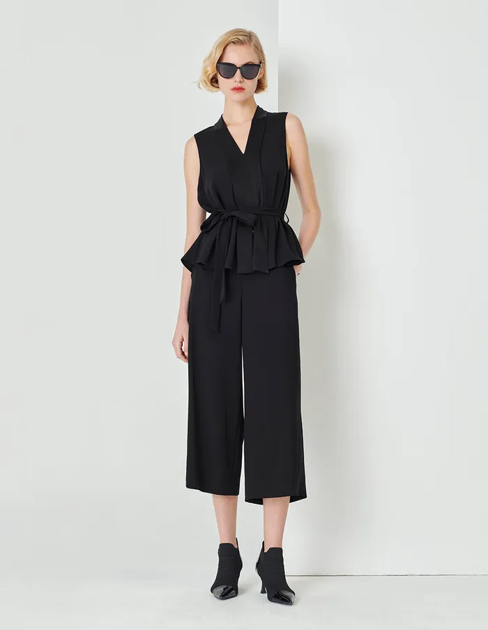 MARYLING Vest Black ALine TieWaist Top Black 8211 Women