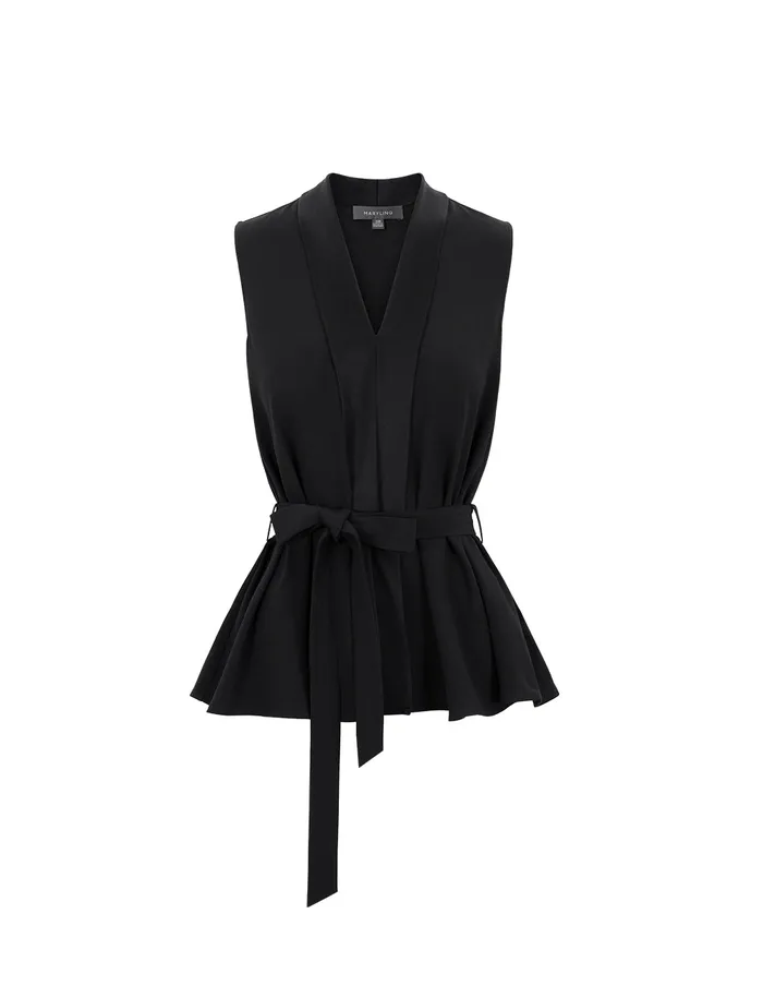 MARYLING Vest Black ALine TieWaist Top Black 8211 Women MARYLING Vest Black ALine TieWaist Top Black 8211 Women