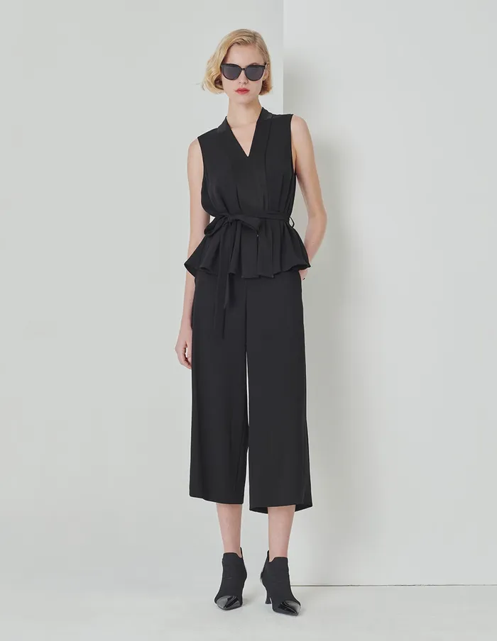 MARYLING Vest Black ALine TieWaist Top Black 8211 Women MARYLING Vest Black ALine TieWaist Top Black 8211 Women