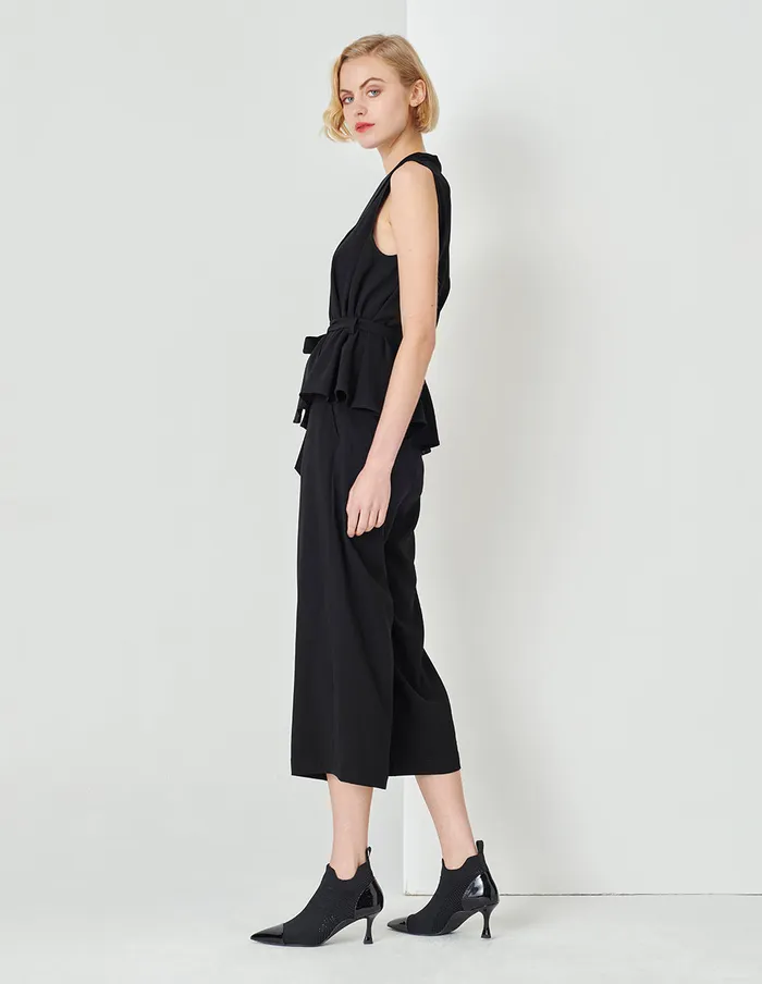MARYLING Vest Black ALine TieWaist Top Black 8211 Women MARYLING Vest Black ALine TieWaist Top Black 8211 Women