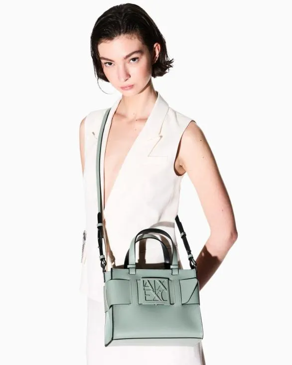 Medium Tote Bag With Double Handles And Shoulder Strap Green Women Armani Shoppers Medium Tote Bag With Double Handles And Shoulder Strap Green Women Armani Shoppers