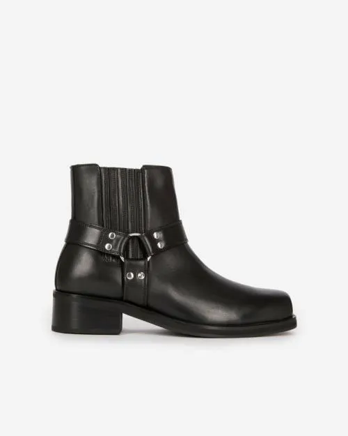 Men Ankle Boots The Kooples Black Leather Strap Ankle Boots Black