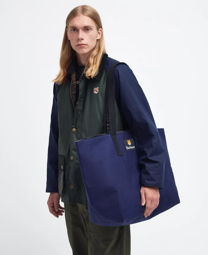 Men Bags and Luggage Barbour X Maison Kitsun Reversible Tote Bag Dark Navy