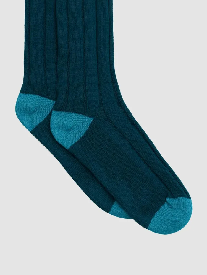 Men Begg X Co Loungewear Tipped Cashmere Socks Aqua Green Men Begg X Co Loungewear Tipped Cashmere Socks Aqua Green