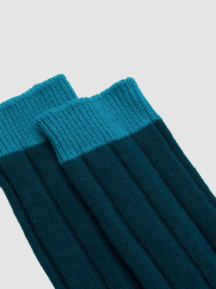 Men Begg X Co Loungewear Tipped Cashmere Socks Aqua Green Men Begg X Co Loungewear Tipped Cashmere Socks Aqua Green