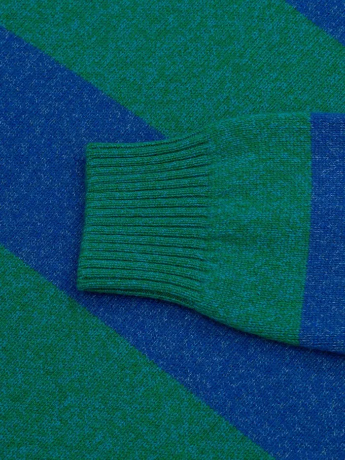 Men Begg X Co Polos and TShirts Hooped Rugby Cashmere Sweater Emerald Sky