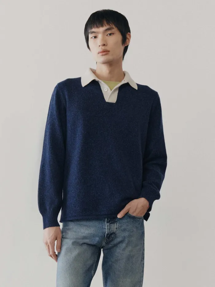 Men Begg X Co Polos and TShirts Player Shirt Cashmere Polo Indigo Marl