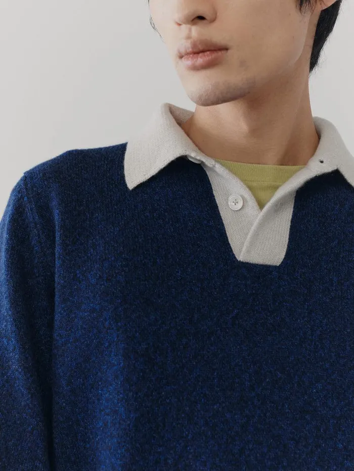 Men Begg X Co Polos and TShirts Player Shirt Cashmere Polo Indigo Marl