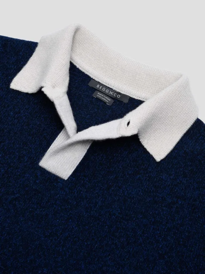 Men Begg X Co Polos and TShirts Player Shirt Cashmere Polo Indigo Marl