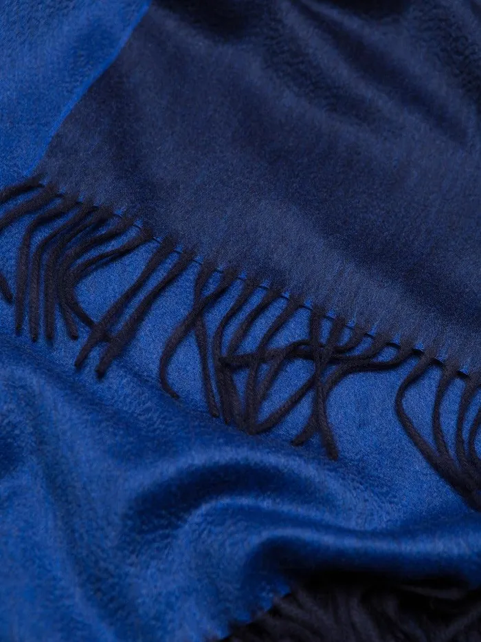Men Begg X Co Scarves Arran Reversible Oversized Cashmere Scarf Navy Sapphire