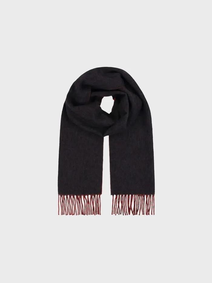 Men Begg X Co Scarves Taransay Reversible Cashmere Scarf Charcoal Red