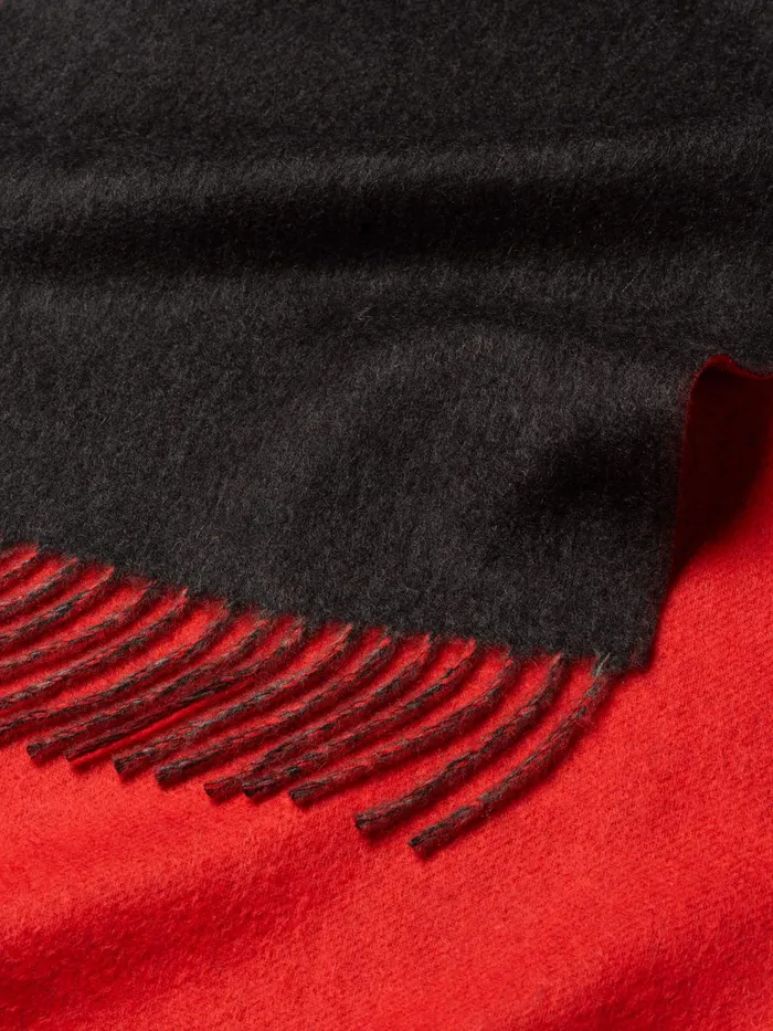 Men Begg X Co Scarves Taransay Reversible Cashmere Scarf Charcoal Red