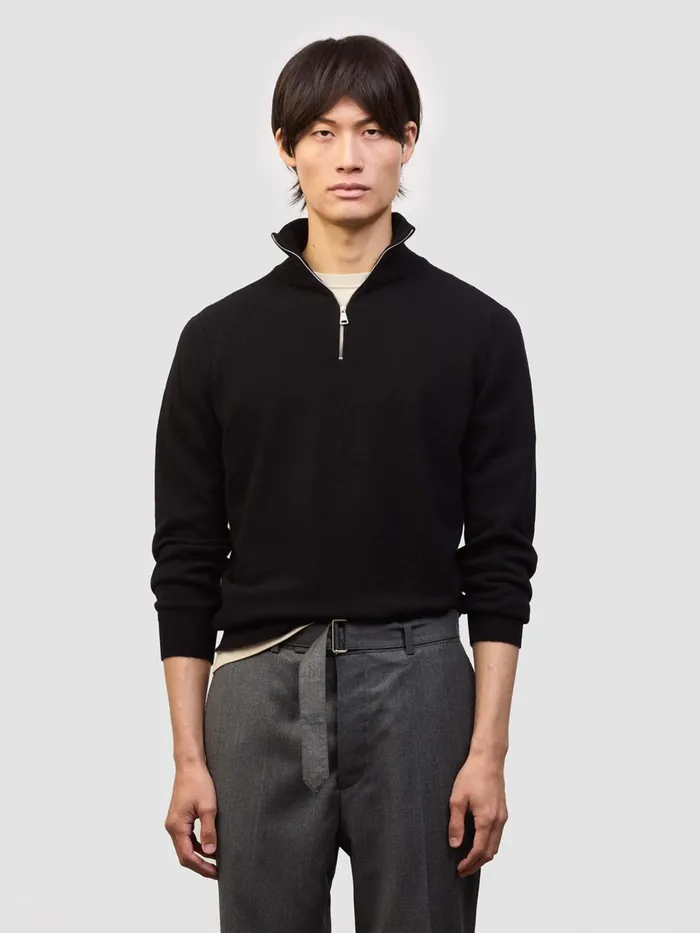 Men Begg X Co Sweaters Heriot Zip Cashmere Sweater Black