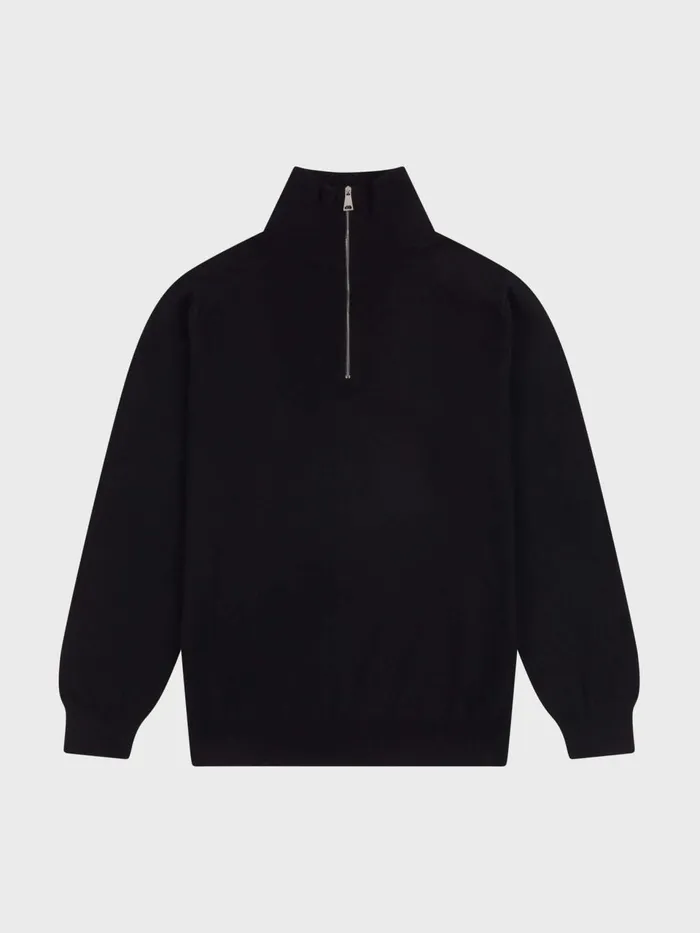Men Begg X Co Sweaters Heriot Zip Cashmere Sweater Black