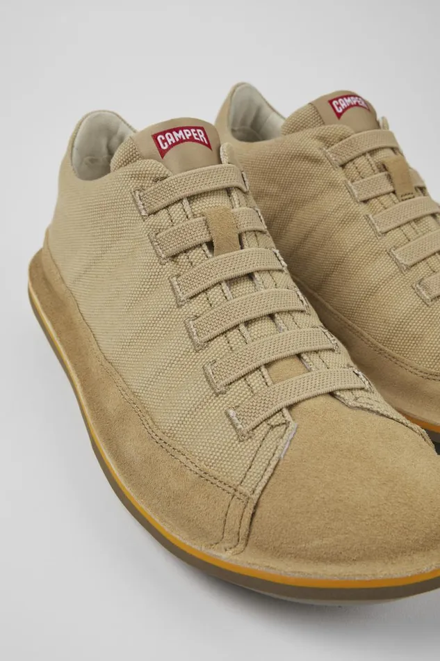 Men Camper Ankle Boots Beetle Beige TextileNubuck Basket Bootie