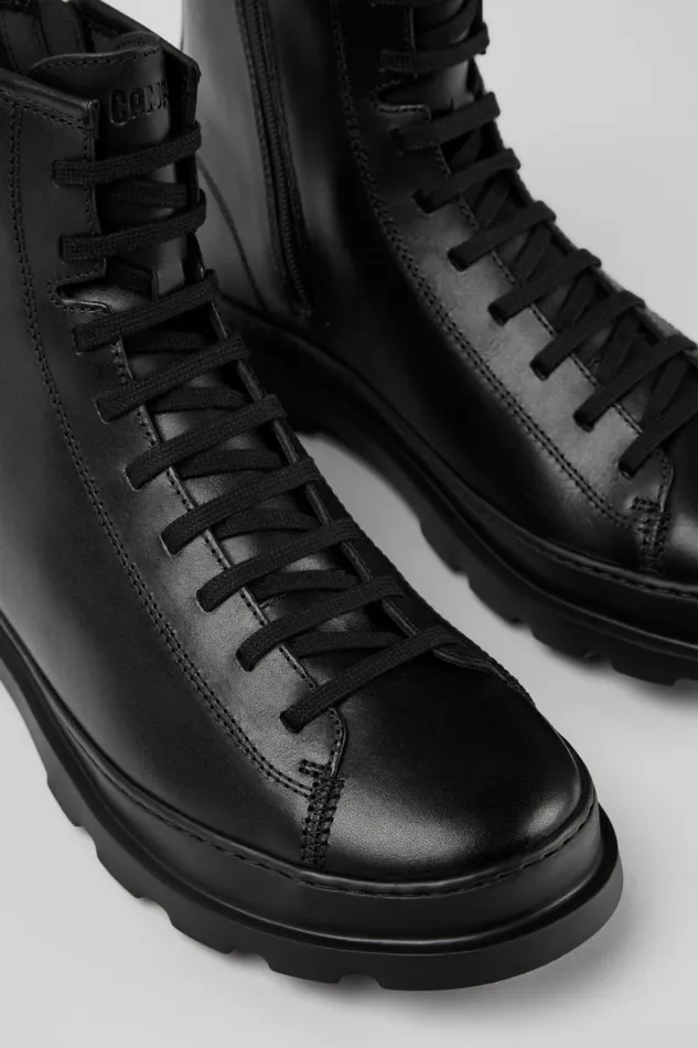 Men Camper Ankle Boots Brutus Black Leather Mid Boots