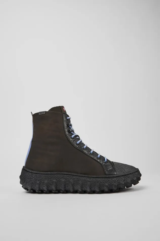 Men Camper Ankle Boots Ground Green Textile And Leather Ankle Boots Men Camper Ankle Boots Ground Green Textile And Leather Ankle Boots