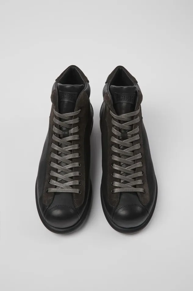 Men Camper Ankle Boots Pelotas Black Vegetable Tanned Leather Shoes Men Camper Ankle Boots Pelotas Black Vegetable Tanned Leather Shoes