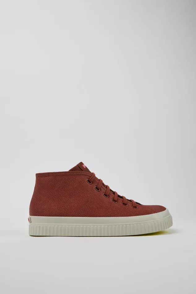 Men Camper Ankle Boots Peu Roda Red Recycled Cotton Sneakers