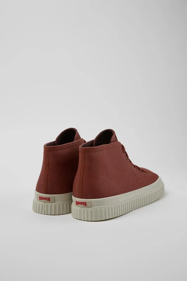 Men Camper Ankle Boots Peu Roda Red Recycled Cotton Sneakers Men Camper Ankle Boots Peu Roda Red Recycled Cotton Sneakers