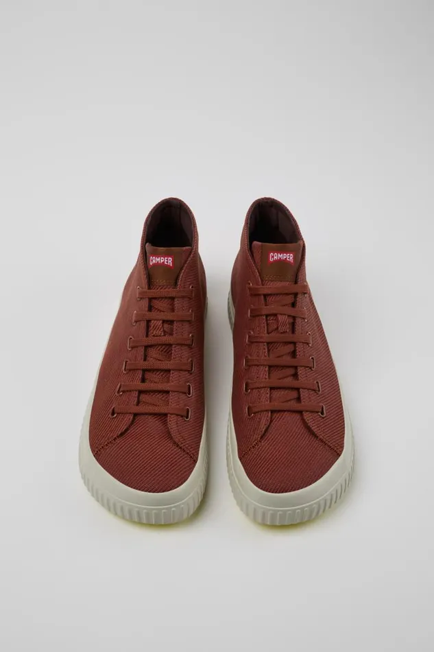 Men Camper Ankle Boots Peu Roda Red Recycled Cotton Sneakers Men Camper Ankle Boots Peu Roda Red Recycled Cotton Sneakers
