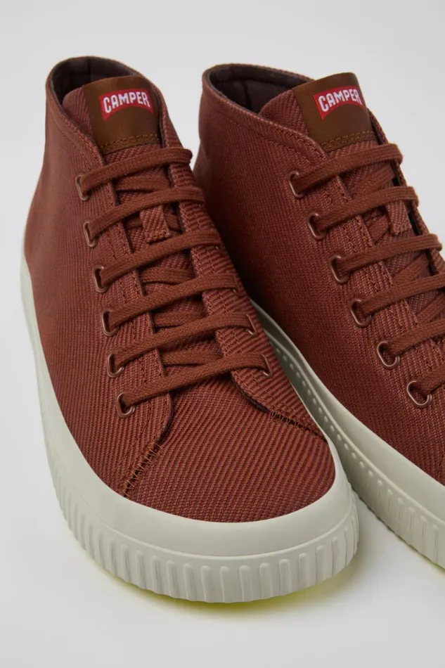 Men Camper Ankle Boots Peu Roda Red Recycled Cotton Sneakers Men Camper Ankle Boots Peu Roda Red Recycled Cotton Sneakers
